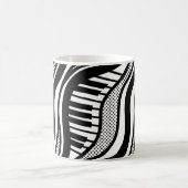 白黒ピアノポルカウェーブズミュージカル コーヒーマグカップ (中央)
