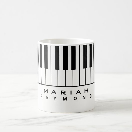 白黒ピアノマグとピアニスト名 コーヒーマグカップ (中央)