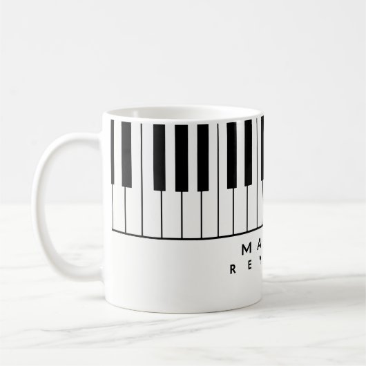 白黒ピアノマグとピアニスト名 コーヒーマグカップ (左)