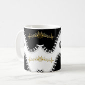 白黒ピアノミュージックノートマグ コーヒーマグカップ (正面左)