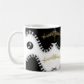 白黒ピアノミュージックノートマグ コーヒーマグカップ (左)