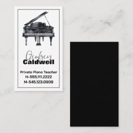 白黒ピアノ先生水彩画 名刺