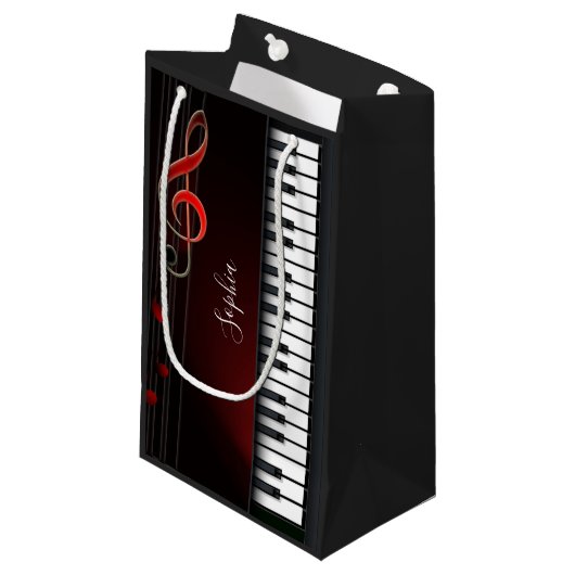 白黒ピアノ小抱き枕 スモールペーパーバッグ (正面アングル)