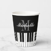 白黒ピアノ鍵カスタム紙パーティーカップ 紙コップ (裏面)
