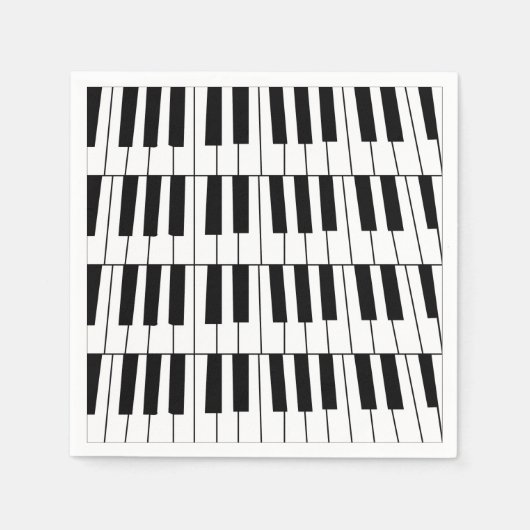 白黒ピアノ鍵ピアニストミュージシャンパーティー スタンダードカクテルナプキン (正面)