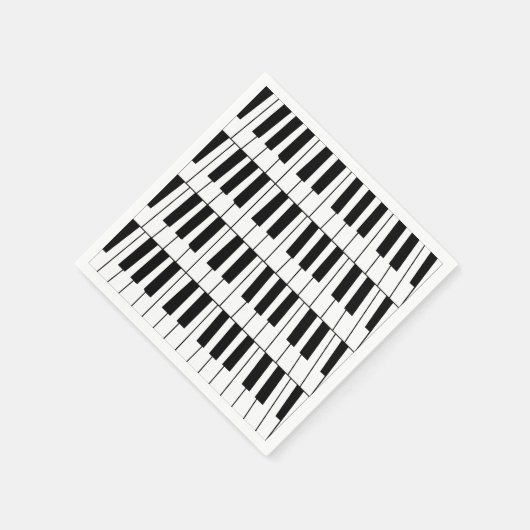 白黒ピアノ鍵ピアニストミュージシャンパーティー スタンダードカクテルナプキン (角)