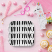 白黒ピアノ鍵ピアニストミュージシャンパーティー ペーパープレート (パーティー)