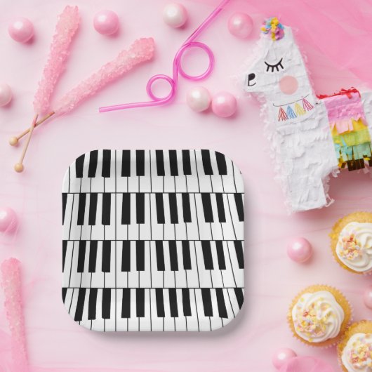 白黒ピアノ鍵ピアニストミュージシャンパーティー ペーパープレート (パーティー)