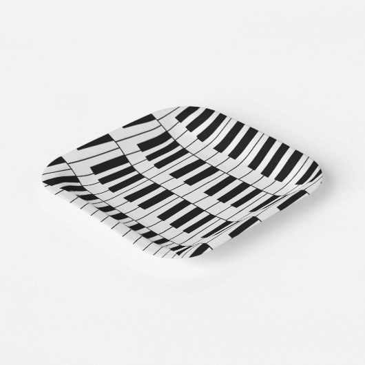 白黒ピアノ鍵ピアニストミュージシャンパーティー ペーパープレート (傾斜あり)