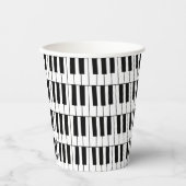 白黒ピアノ鍵ピアニストミュージシャンパーティー 紙コップ (正面)