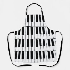 白黒ピアノ鍵ピアニストミュージシャン エプロン