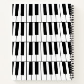 白黒ピアノ鍵ピアニストミュージシャン ノートブック (裏面)