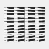 白黒ピアノ鍵ピアニストミュージシャン フリースブランケット (正面(横))