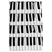 白黒ピアノ鍵ピアニストミュージシャン ミディアムペーパーバッグ (裏面)