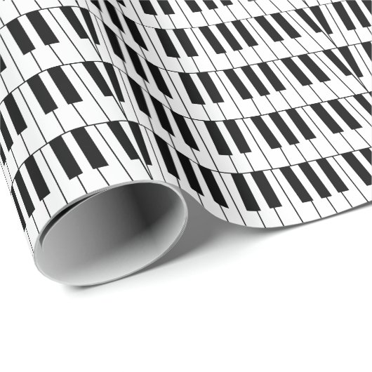 白黒ピアノ鍵ピアニストミュージシャン ラッピングペーパー (ロールコーナー)