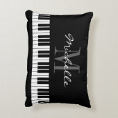 白黒ピアノ鍵モノグラムアクセント枕 アクセントクッション (裏面(縦))