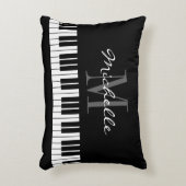 白黒ピアノ鍵モノグラムアクセント枕 アクセントクッション (正面(垂直))