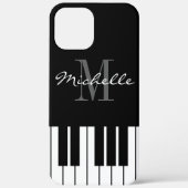 白黒ピアノ鍵モノグラムiPhone 12ケース Case-Mate iPhoneケース (裏面)
