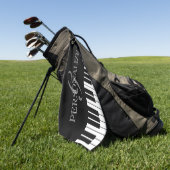 白黒ピアノ鍵名前をカスタムするモノグラム ゴルフタオル (グリーン)