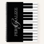 白黒ピアノ鍵名前をカスタムする ノートブック (正面)