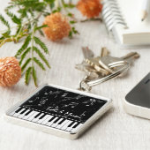 白黒ピアノ音楽キーホルダー キーホルダー (側面)