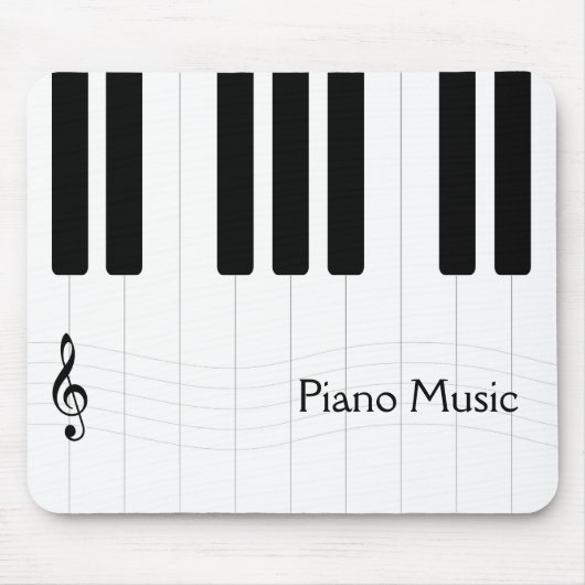 白黒ピアノ音楽 マウスパッド (正面)