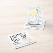 白黒ピエフレンキフランスのブルドッグ結婚ズ スクエアペーパーコースター (インサイチュ)