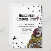 白黒ピエロ衣装ハローウィンパーティ 招待状 (正面)