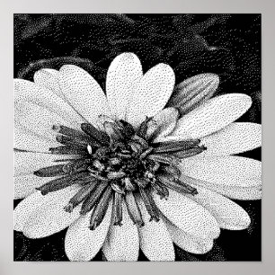 白黒ピクセルアート ポスター