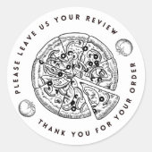 白黒ピザのレビュー離れお礼申し上げます ラウンドシール (正面)