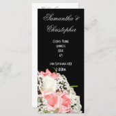 白黒ピンクのバラ教会の結婚式プログラム プログラム (正面/裏面)