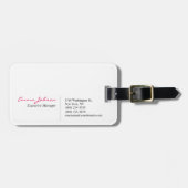 白黒ピンクエレガントモダンシンプル ラゲッジタグ (正面横)