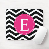 白黒ピンクシェブロンカスタム マウスパッド (マウス)