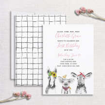 白黒ピンクスクリプトファーム1st誕生日パーティー