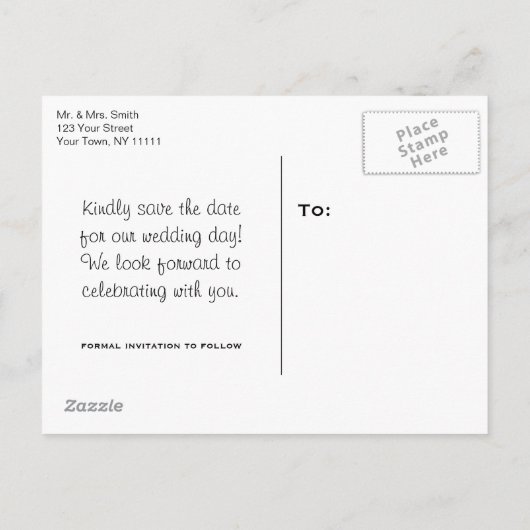 白黒ピンクスニーカー日付を保存 案内ポストカード (裏面)