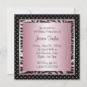 白黒ピンクゼブラスウィート16バースデーパーティー 招待状 (裏面)