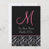 白黒ピンクゼブラフレーム結婚ズメタリック 招待状 (裏面)