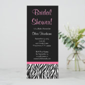 白黒ピンクゼブラプリントブライダルシャワー 招待状 (スタンド正面)