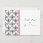 白黒ピンクダマスクウェディング招待状 招待状 (裏面)