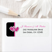 白黒ピンクハート差出人住所ラベル ラベル (インサイチュ)