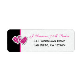白黒ピンクハート差出人住所ラベル ラベル