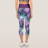 白黒ピンクパープルアクアターコイズフラクタル カプリレギンス (裏面)