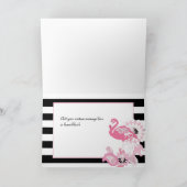 白黒ピンクフラミストライプのンゴ誕生日 カード (内部)