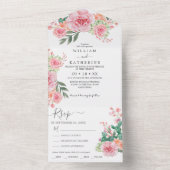 白黒ピンクフローラバジェット結婚ズ オールインワン招待状 (内側)