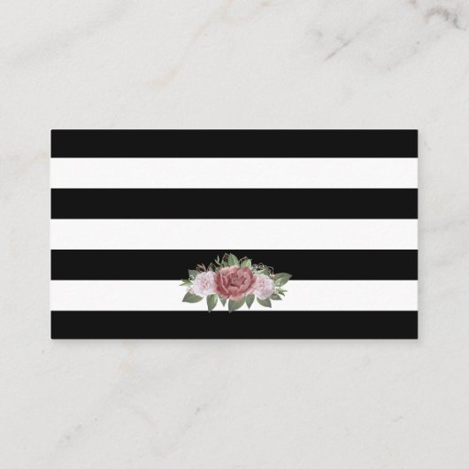 白黒ピンクフローラ結婚詳細カード エンクロージャーカード (裏面)