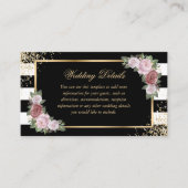 白黒ピンクフローラ結婚詳細カード エンクロージャーカード (正面)
