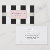 白黒ピンクプラストライプのーク髪サロン 名刺 (正面/裏面)