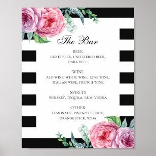 白黒ピンクボホフローラ結婚ズ飲料 ポスター
