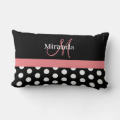 白黒ピンクモノグラムスクリプトポルカ ランバークッション (裏面)