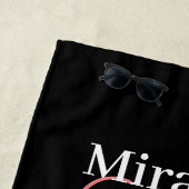 白黒ピンクモノグラムスクリプト水玉模様ビーチT ビーチタオル (インサイチュ)